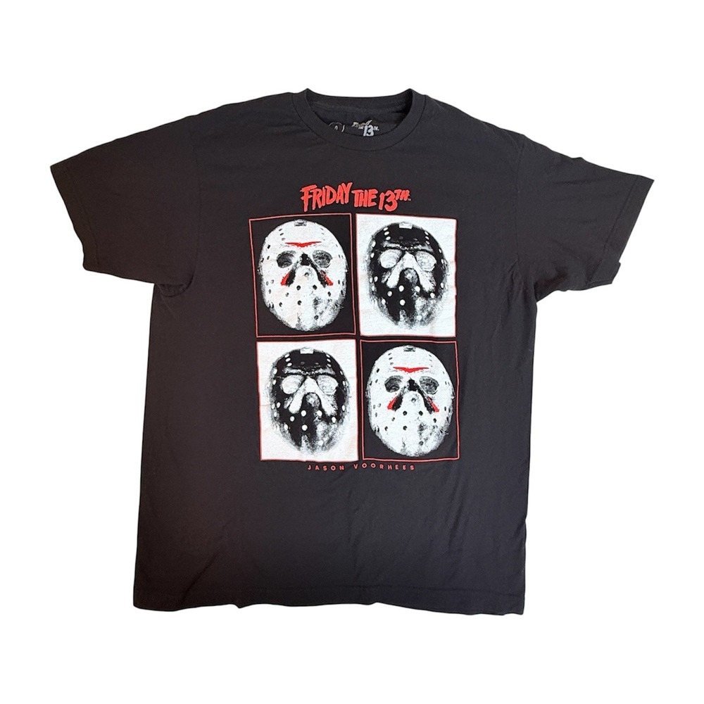 Friday The 13th Jason Voorhees T-Shirt Mens L Black Horror Movie Mask Graphic